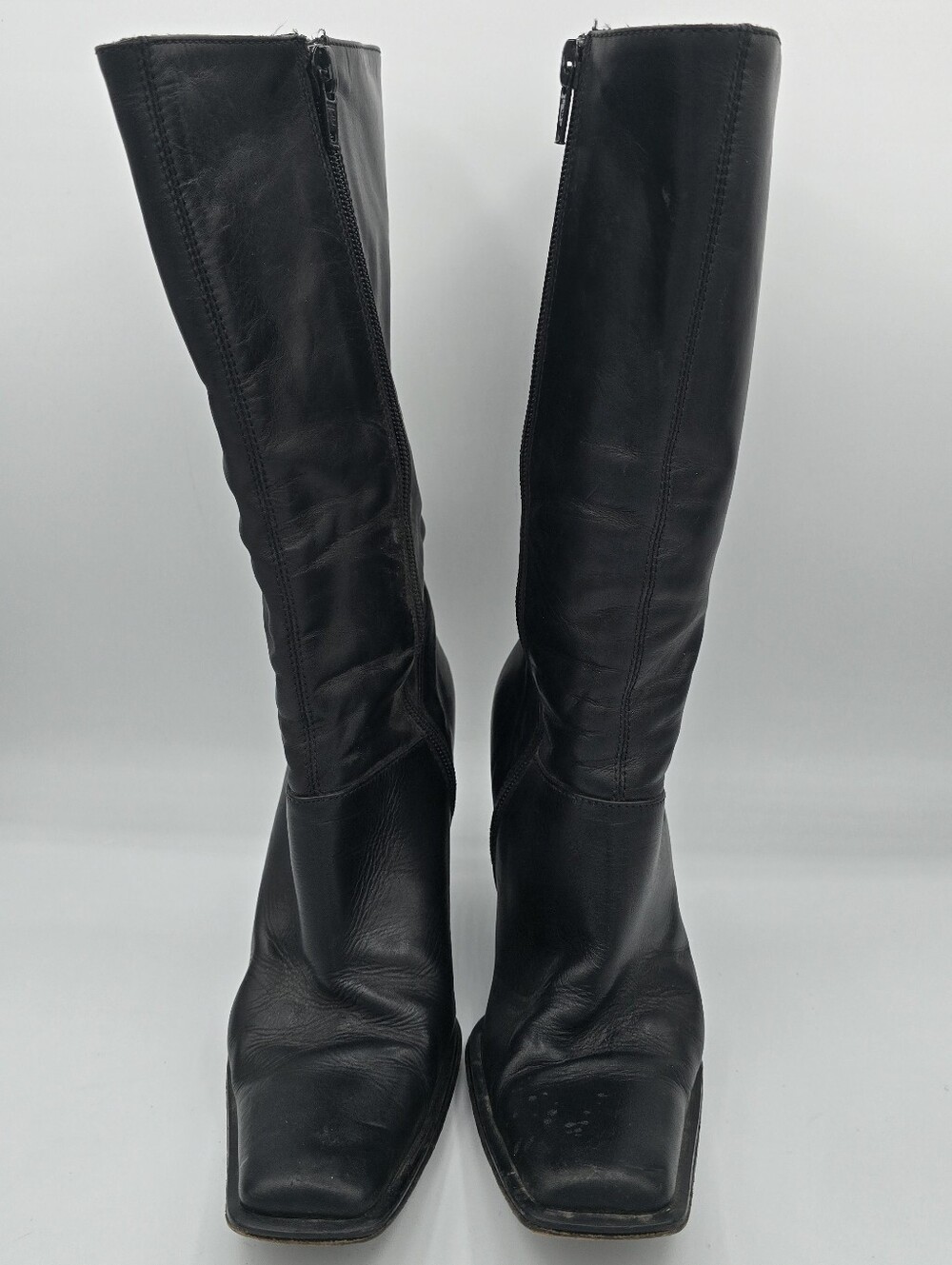 Charles David Nathalie M Vero Cuoio - VTG Leather Square Toe Heel Boots Italy